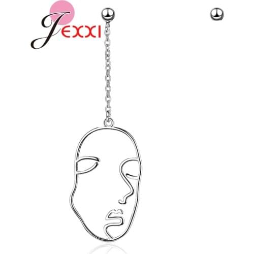 European Style Earrings Humen Face Shape Pendant 925 Sterling Silver Factory Price Lady Shiny Cool Anel Mujer Wholesale