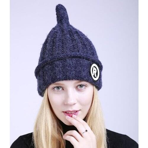 Women Knitted Warm Hat Fashion Girls Winter Cashmere Caps Lady Skullies Bonnet Caps Slouchy Casual Adjustable Hat B-8447