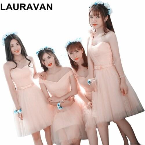 Women dresses 2020 new fashion summer girls bride made pale light pink bridesmaid natural pageant ball gown dresses size 8