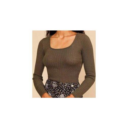 Women Wool Blend Knitting Long Sleeve Rib Sweater Pullover Top - Ladies Casual Knit Slim Jumper