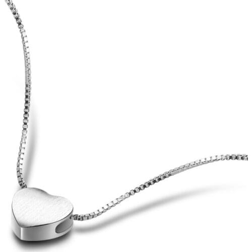 Heart Shape Brushed Choker Necklace for Women & Girl 925 sterling silver Chain Tiny Heart Pendant 100% solid silver jewelry