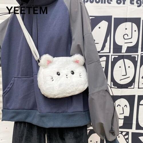 2021 Autumn Winter New Cute Bear Messenger Bag Women Plush Mobile Phone Bag Girls Small Bag Handbags Fashionable Purses