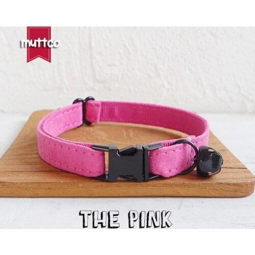 10pcs/lot MUTTCO retail with black high quality metal buckle collar for cat THE PINK design cat collar 2 sizes UCC076H