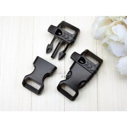 1000pcs/lot 5/8"(14mm) Emergency Side Release Whistle Buckles For Paracord Bracelet/Backpack/Survival Kits Black