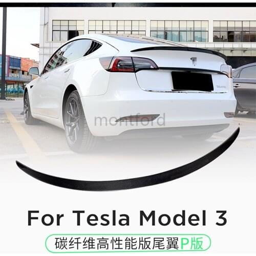 2017 2018 2019 2020 For New Tesla Model 3 Car Accessories High Quality Real Carbon Fiber Rear Trunk Lip Spoiler Wing Decoration