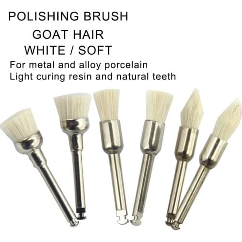 5pcs/pack Goat Hair Dental Polisher Resin Natural / Ceramic Teeth Soft Polishing Brush For Low-Speed Handpiece Dental Material