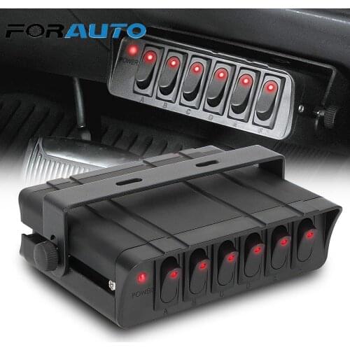 6 Gang Rocker Switch Box Waterproof Switch Panel For Cars Vehicles Caravan 12-24V 20A with LED Light Indicator