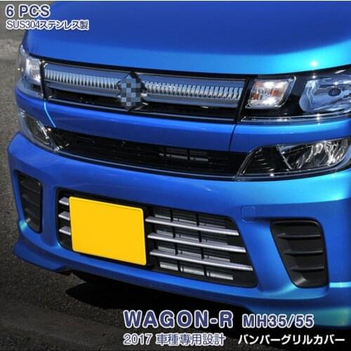 6PCS Exteriore Accessories Car Bumper Grille Trim for SUZUKI WAGON-R MH35/55 SUS304 Automobiles Styling Moulding Cover