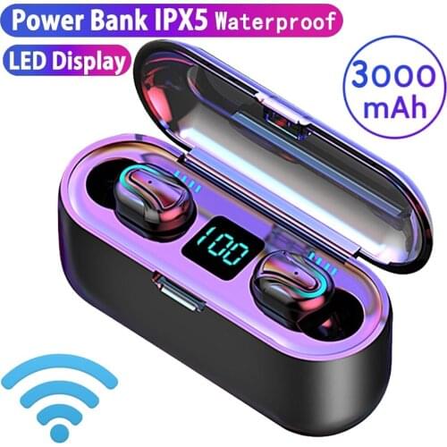 Wireless BT 5.0 Bluetooth Earbuds Binaural Call Touch Control Digital Display Earphones with Charging Box Large 3000mAh Capacity