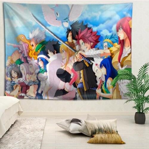 New arrival custom Fairy Tail printing tapestry More Size home living room bedroom decorative wall blanket