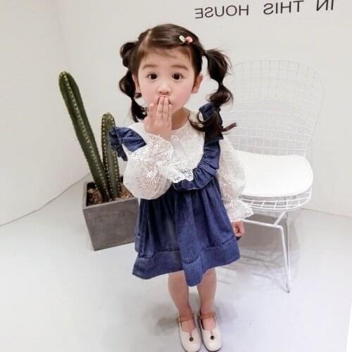 2019 new spring autumn/winter/summer Girls Kids Boys Lace stitching dress comfortable cute baby Clothes Children Clothing