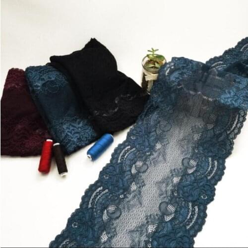 1 Meter Stretch Elastic Lace Fabric diy Clothing Textiles Edge Decoration 20cm Width Bilateral Black Blue Brown Red Lace Trim