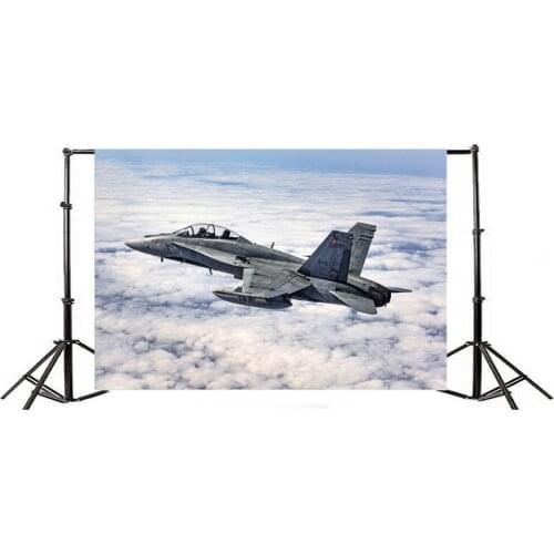 Photography Backdrop Airplane Flying Blue Sky White Cloud Nature Landscape Travel