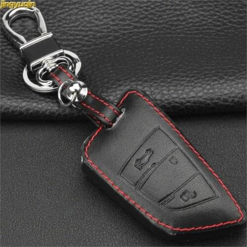 Jingyuqin 3 Buttons Remote Leather Car Key Case Shell Cover for BMW 1 2 5 Series 218i F48 X1 X5 X6 F15 Styling