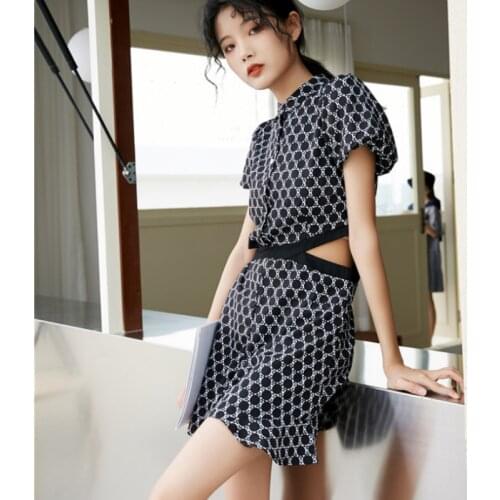 Sexy 2021 Summer New Wide-leg Pants Hollow Out Waist Contrast Color Puff Sleeve Jumpsuits Simple Casual All Match Ropa De Mujer