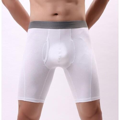 Mens Sexy Long Boxers Shorts High-quality 95% Cotton Underwear Slip Panties Male Long Leg Boxers Hombre Sports Underpants