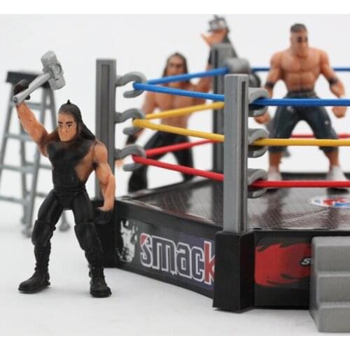 Wrestling Club Wrestler Athlete Gladiator Model Doll Warrior Toy Set with Fighting Station and Cage Arena Ring Gift for Children