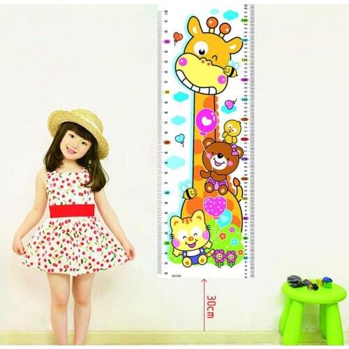 Cute Giraffe Pattern Wall Sticker Record Growth Height Paste Kindergarten Cartoon Childrens Room Wall Stickers Home Decor