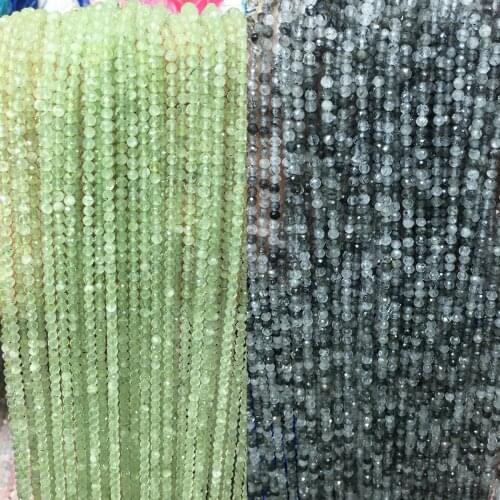 Natural Black Crystal Cut Face Beads Charm 2mm 3mm Cut Face Grape Stone Small Beads DIY Jewelry Making Necklaces Bracelets 40cm