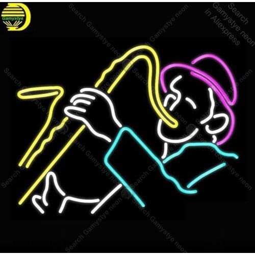 Neon Sign for Man With Saxophone Neon Bulb sign handcraft Hotel neon signboard neon art wall lights anuncio luminos music lamps