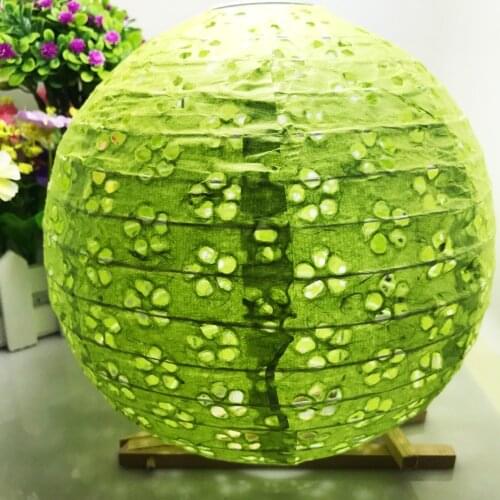 Nes Chinese Festival Supplies Green Lace like Hollow Paper Lanterns For Party and Wedding Decoration Hanging Paper Ball 4 sizes