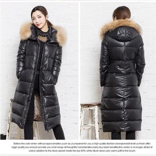 New Fashion Long 90% Duck Down Women Winter Down Coat Long Down Jackets Winter Women Warm Down Coat Fur Trim Hood Coat