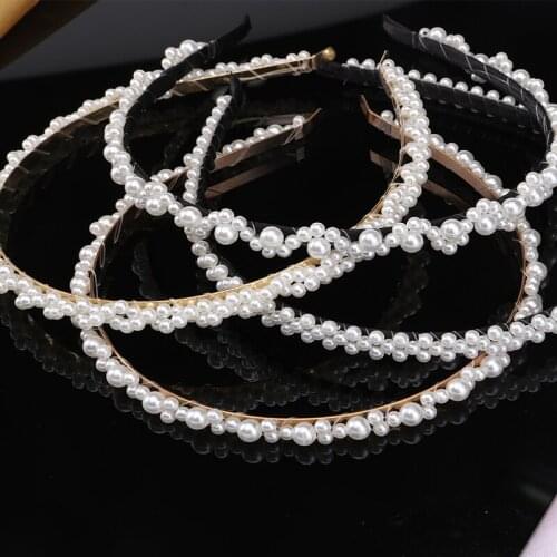 Korean Version Of The New Popular Pearl Headband Simple Hand-Woven String Beads Headband Ins Wind Hair Decoration