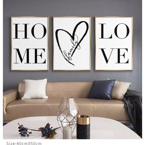 Scandinavian Style Home Love Poster Black and White Canvas Painting Wall Pictures For Living Room Nordic Decoration Home Art