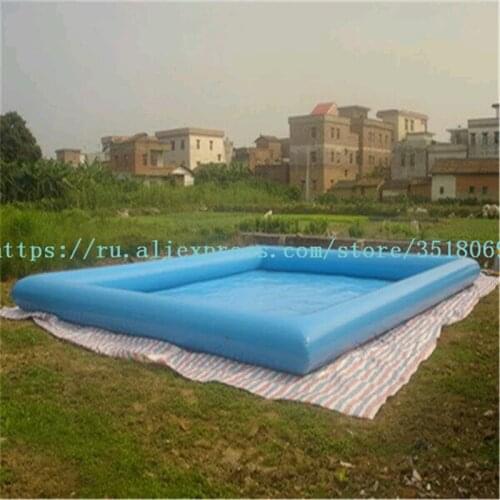 Sell 10/8 m blue square inflatable swimming pool, PVC inflatable swimming pool, with free air pump