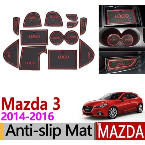 Anti-Slip Gate Slot Mat Rubber Coaster for Mazda 3 Axela BM 2014 2015 2016 MK3 pre-Facelift Accessories Car Stickers 12Pcs/Set