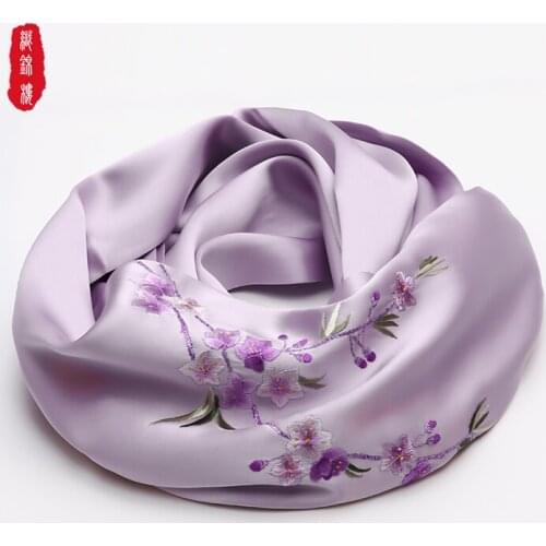 Handmade Embroidery Luxury Brand Women 100% Silk Scarf Pashmina Shawl Fashion Spring Autumn Suzhou Gifts Elegant 175*35CM