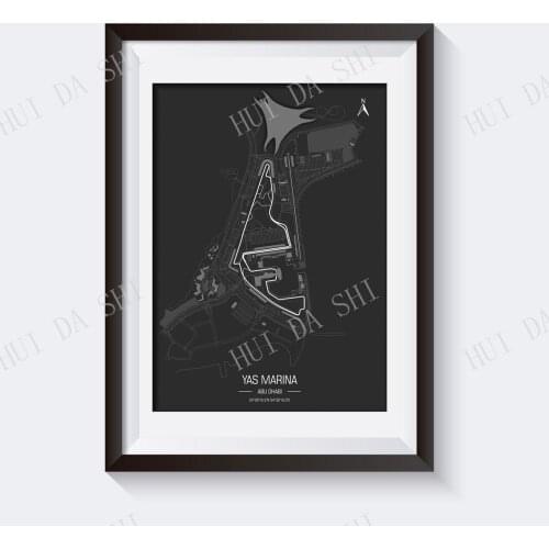 Yas Marina Circuit in Abu Dhabi, United Arab Emirates . Formula1 Race Track Poster