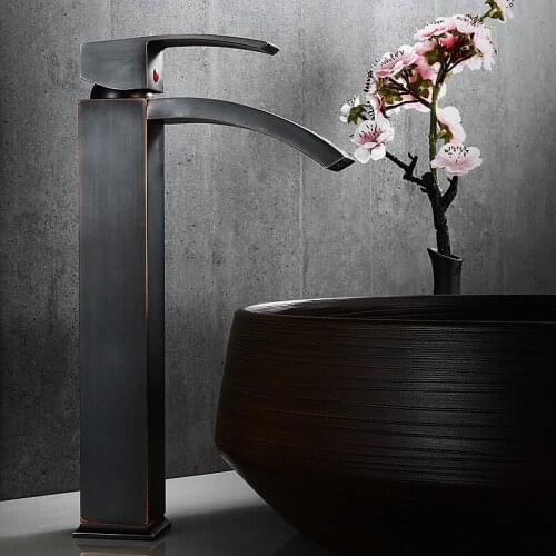 Basin Faucets Single Lever Antique Waterfall Bathroom Faucet Deck Mounted Vessel Sink Mixer Taps Cold And Hot Water Tap S79-427