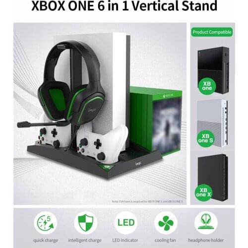 IPEGA Game Vertical Stand 6 in 1 Multifunctional Cooling Fan Headphone Holder Charging Base for XBOX ONE/XBOX ONE X/XBOX ONE S