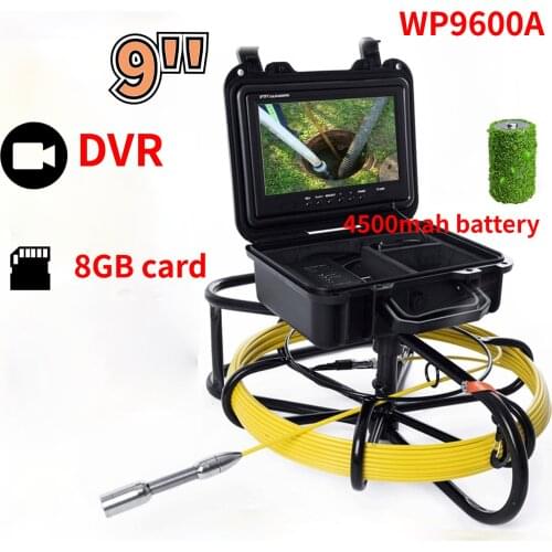 All-in-One 9" DVR Pipe Inspection Video Camera,Drain Sewer Pipeline Industrial Endoscope with Meter Counter 8GB TF Card