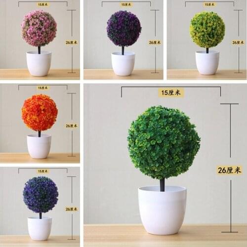 Green Artificial Grass Ball Small Tree Potted Bonsai Home Garden Bedroom Living Room Decor Fake Plants Festive Party Supplies