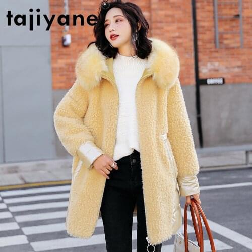 Real Coat Fur Woman Wool Jackte Female White Duck Down Coats Natural Fox Fur Collar Hooded Long Coat Mujer Parkas TN644