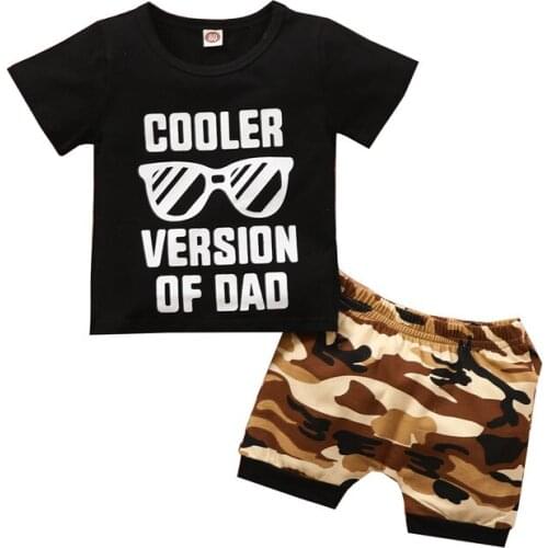 2021 Boy Short Sleeve T-shirt Tops Short Summer Baby Clothing 2Pcs Camouflage Outfits Infant Clothes