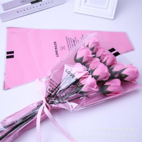 50pcs/lot Single Rose Bag Love Transparent Bouquet Bag Flower Wrapping Paper Florist Supplies