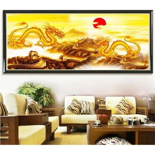5D DIY Diamond Painting The Great Wall of China Dragon Playing Pearl Diamond Cross-stitch Sitting Picture Living Room Wall Decor