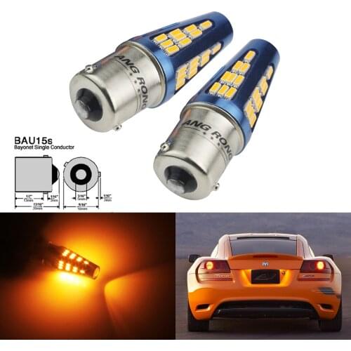 ANGRONG 2x High Power 581 PY21W BAU15s RY10W S25 48 SMD 5W LED Reverse Sidelight Tail Brake Light Lamps Amber