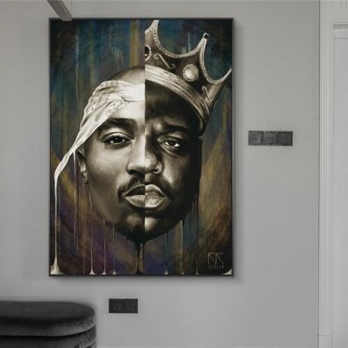 Big And Tupac Portrait Canvas Painting Hip Hop 2PAC Legend Star Posters Prints Wall Art Picture Cuadros Home Decoration Decor