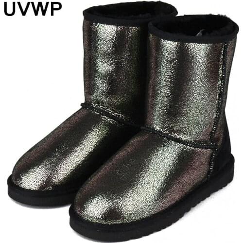 Fashion Snow Boots High Quality 100% Genuine Sheepskin Leather Warm Winter Boots Natural Fur Real Wool Women Boots Shoes