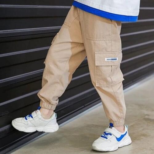 Children Side Pockets Cargo Pants 2021 Fashion Black Hip Hop Harem Pants for Boys Casual Joggers Trousers Kids Streetwear Pants