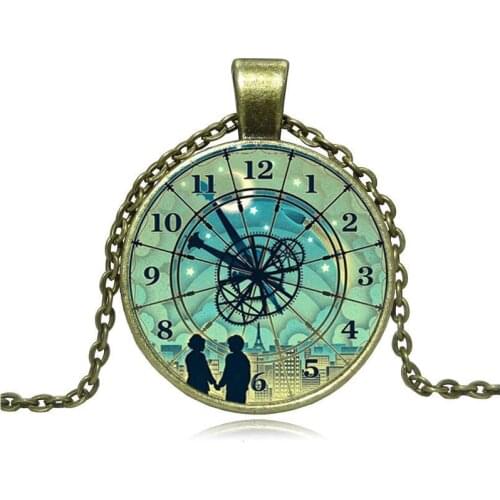 Cherish the time Lovers Time Gem necklace Imitated Clock Glass Faced Pendant Necklace 2019 Retro Sweater Necklace For Couples