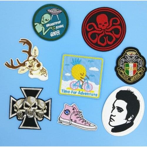 Skull Octopus Deer Elk Elvis Presley Thermal Fabric Sticker Clothing Iron on Patch Badge for Apparel Garment
