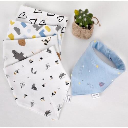 Baby Bibs High Quality Triangle Double Layers Cotton Bibs Cartoon Character Cute Baby Bibs Unisex Feeding Bibs Newborn Towels