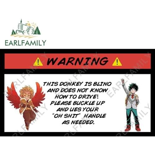 EARLFAMILY 13cm x 7.4cm for My Hero Academia Hawks Kouhei Horikoshi Car Stickers Warning Decals JDM Surfboard Waterproof Decor
