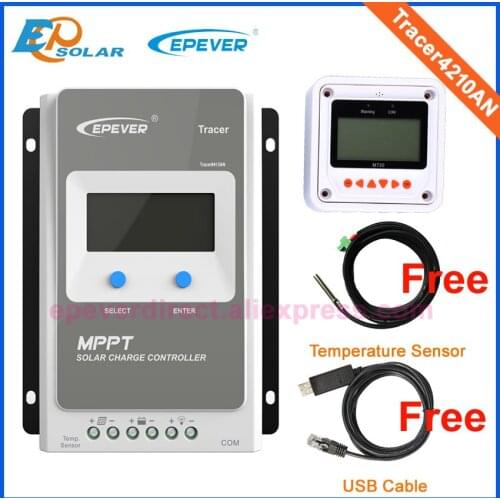 EPEVER Best Selling 40A 12v 24v auto work mppt solar charge controller with LCD display Tracer4210AN 40amp for Lithium battery