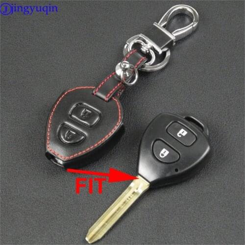 Jingyuqin Remote Remote Car Key Leather Case Cover Car Key Bag for Toyota Corolla Rav4 Yaris Avensis Prado 2 Buttons